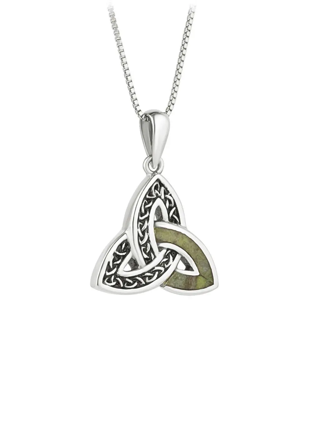 Sterling Silver & Connemara Marble Trinity Knot Pendant