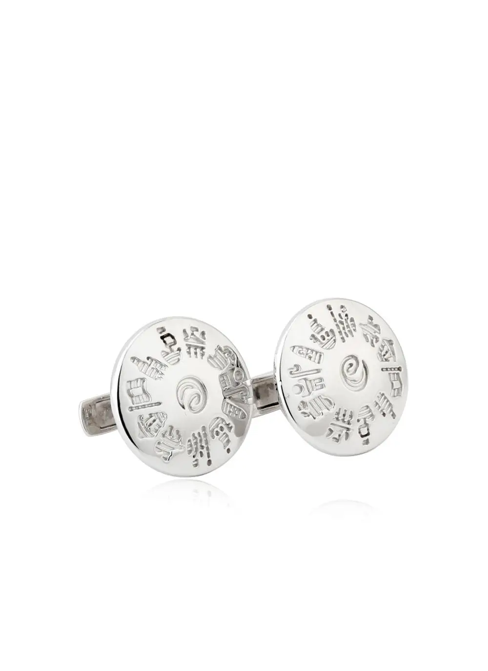 Sterling Silver History of Ireland Round Cufflinks