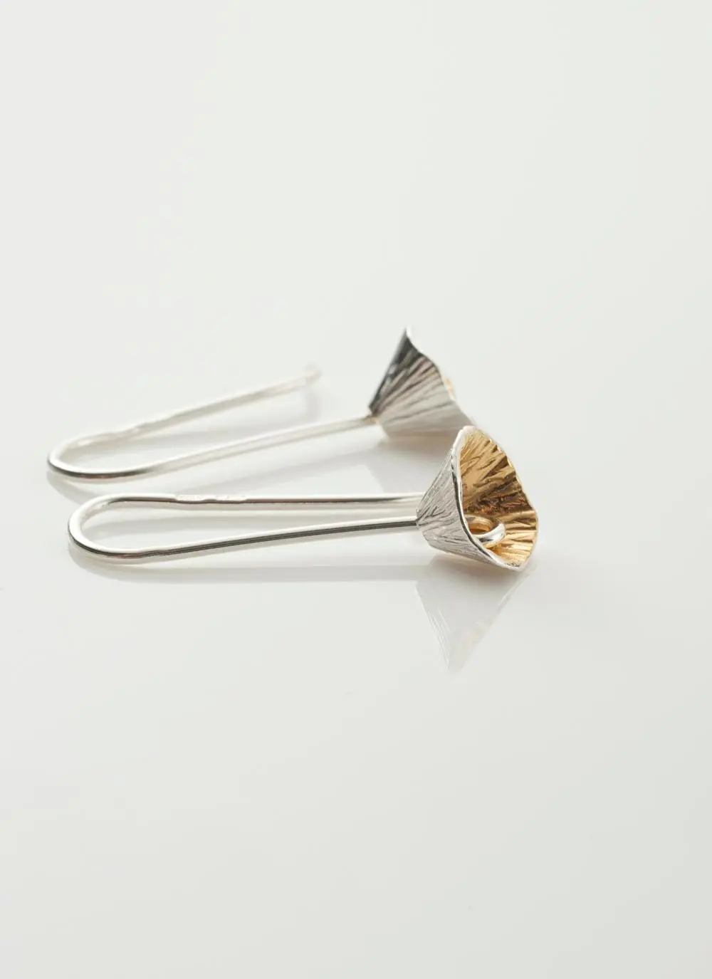 Shell Cone Silver and Gold Plated Drop Earrings 