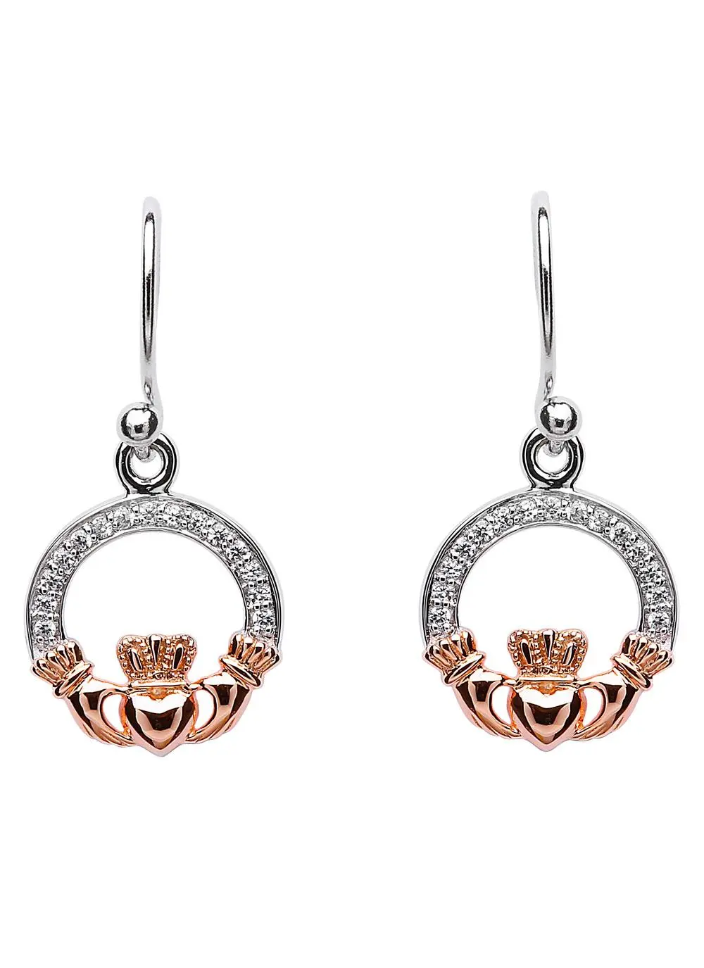 Rose Gold Plated Claddagh Earrings