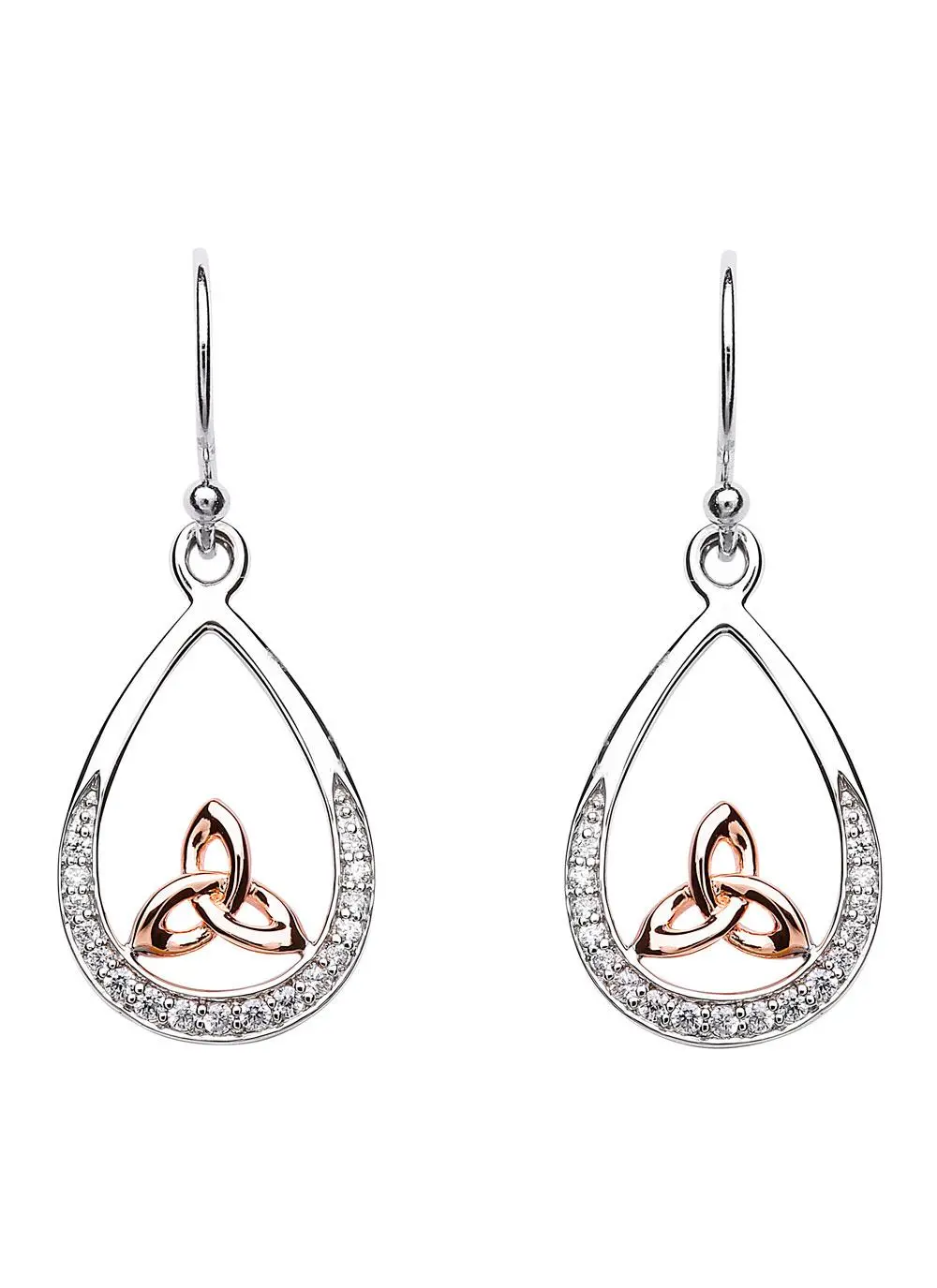 Rose Gold Plated Trinity Knot Celtic Earrings