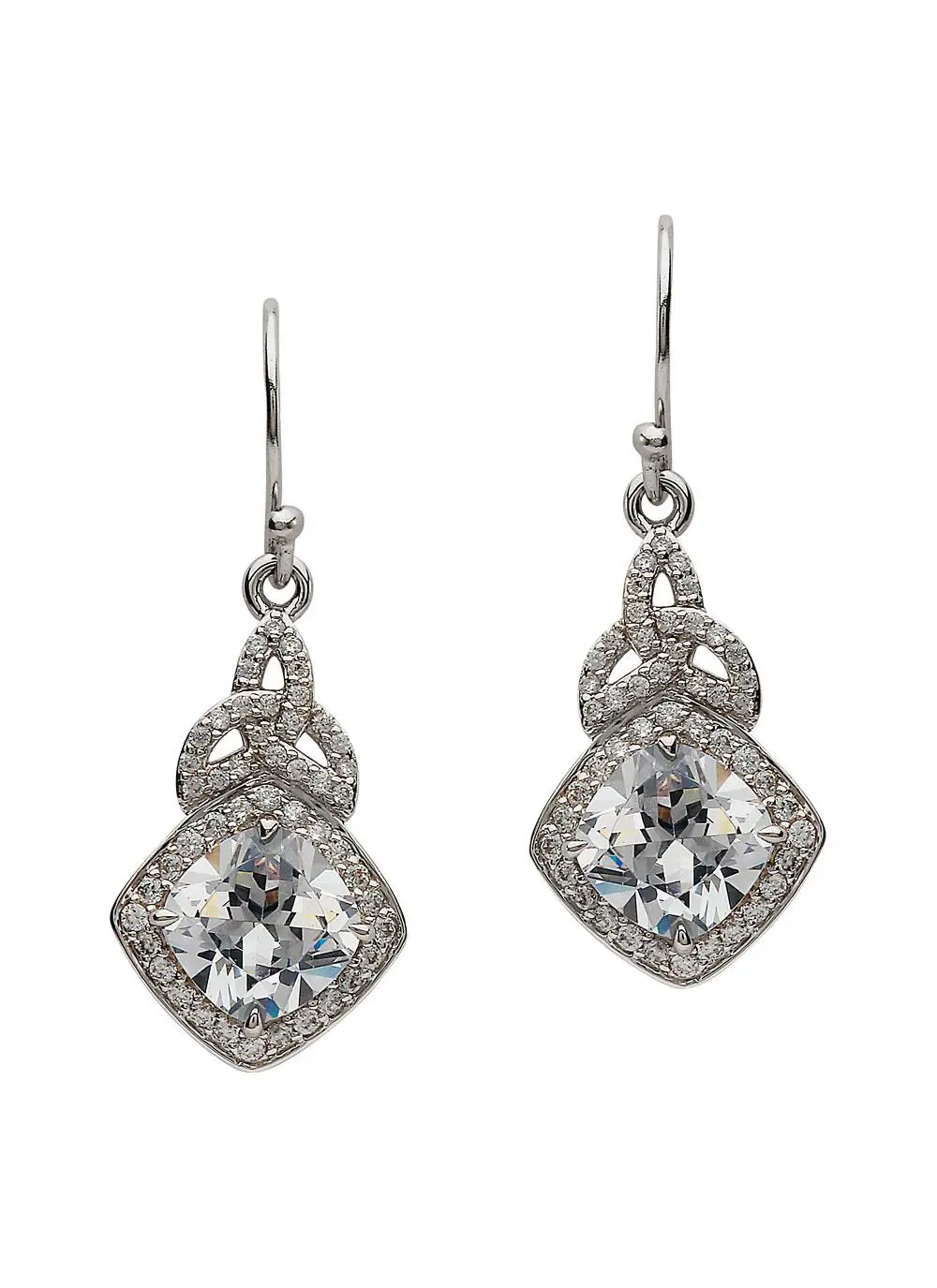 Celtic Silver Stone Trinity Halo Earrings