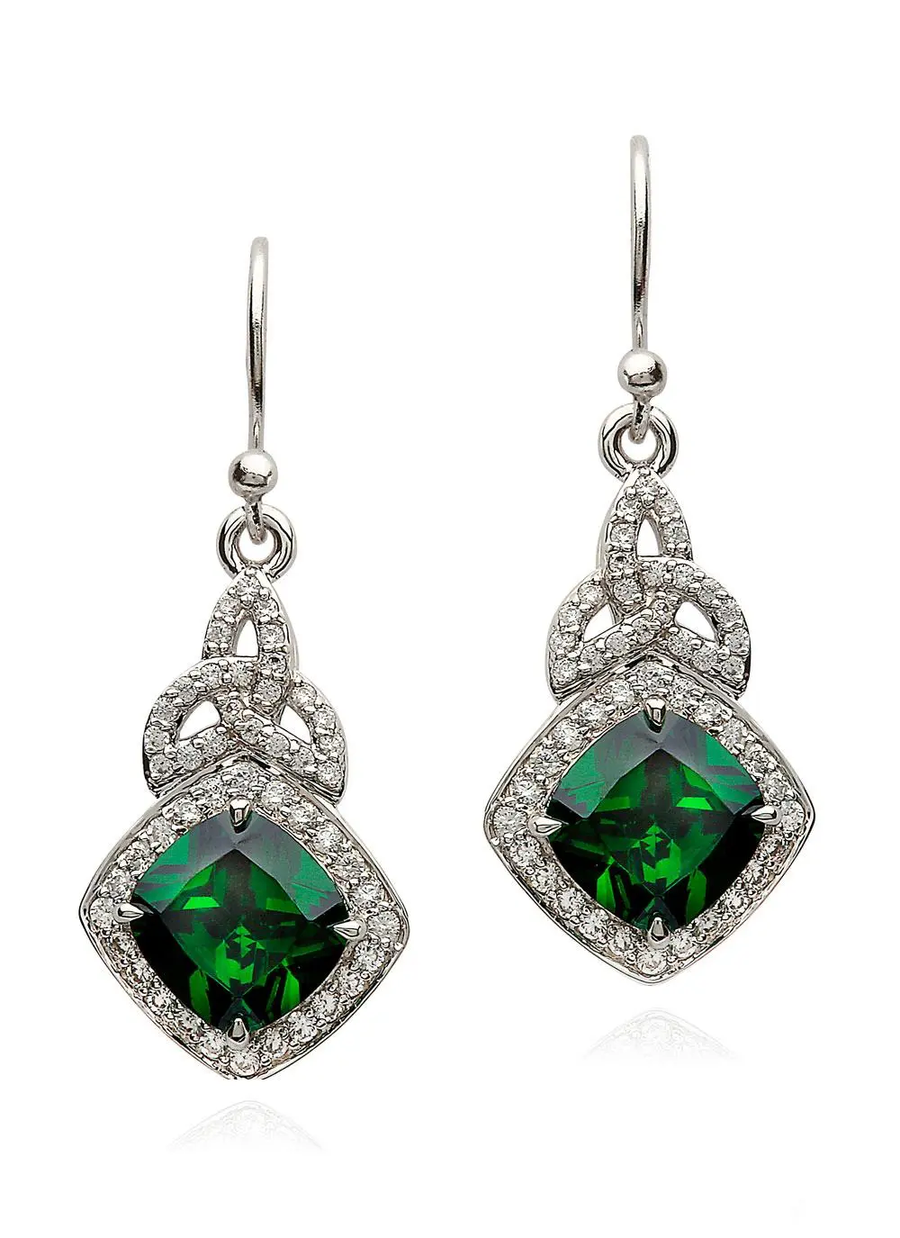 Celtic Green Stone Trinity Halo Earrings
