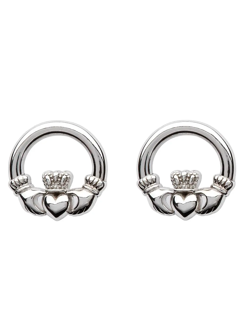 Sterling Silver Claddagh Stud Earrings