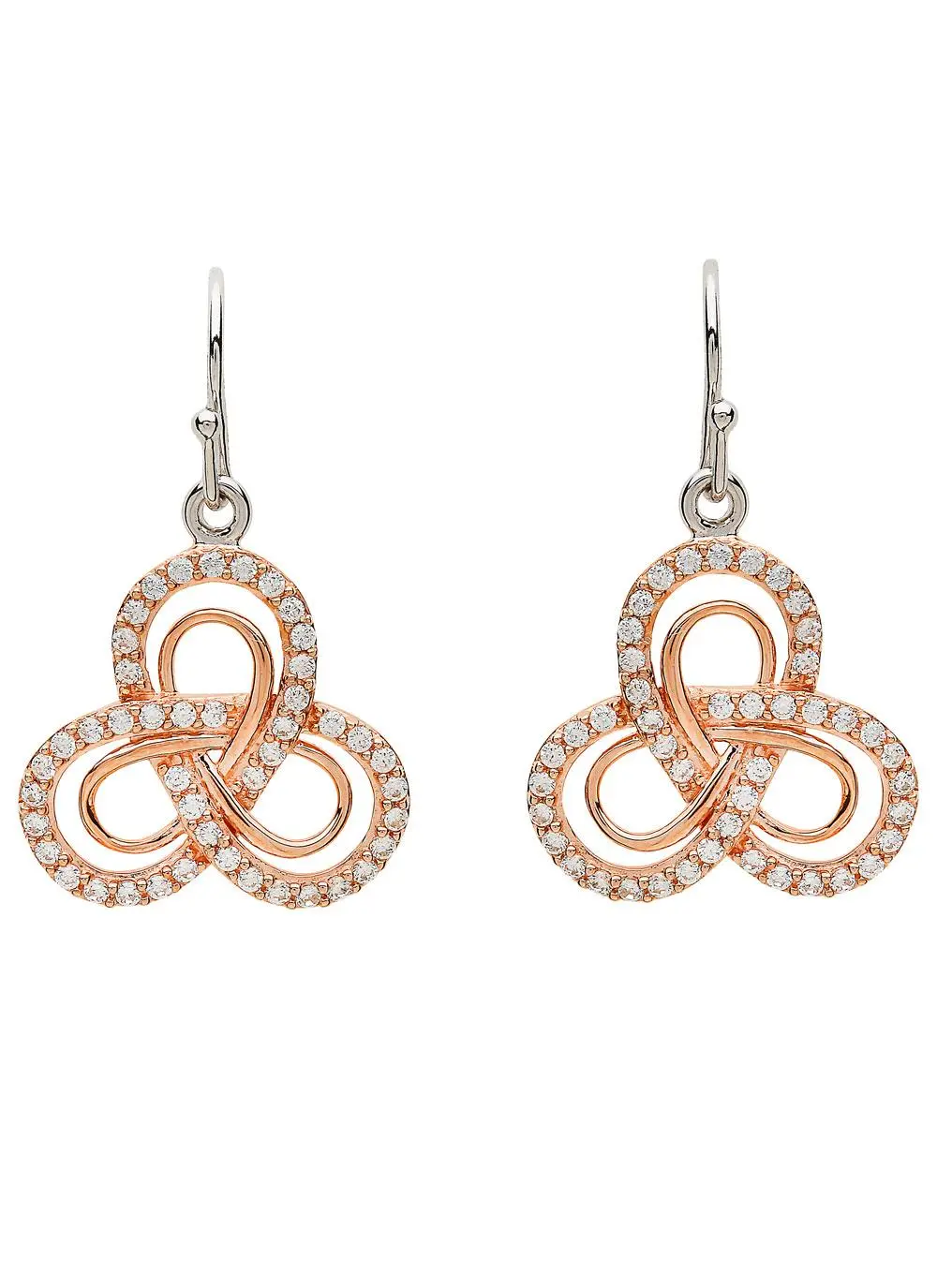 Double Trinity Rose Gold Earrings