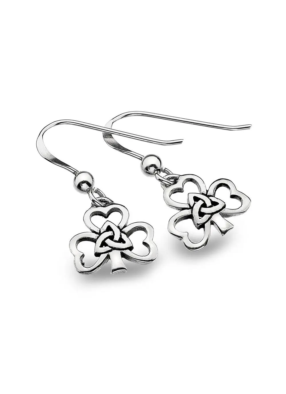 Sterling Silver Shamrock Trinity Drop Earrings