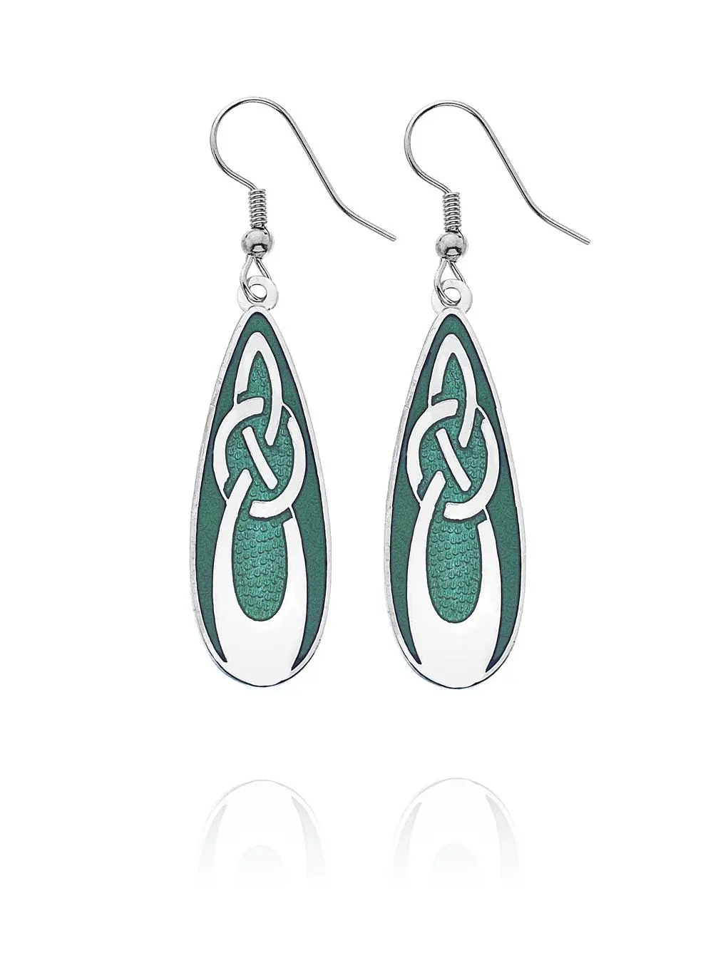Celtic Knot Green Enamel Earrings