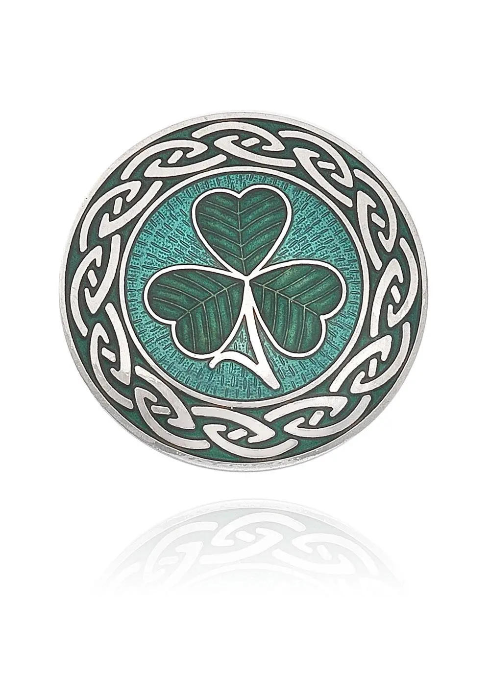 Celtic Shamrock Enamel Brooch