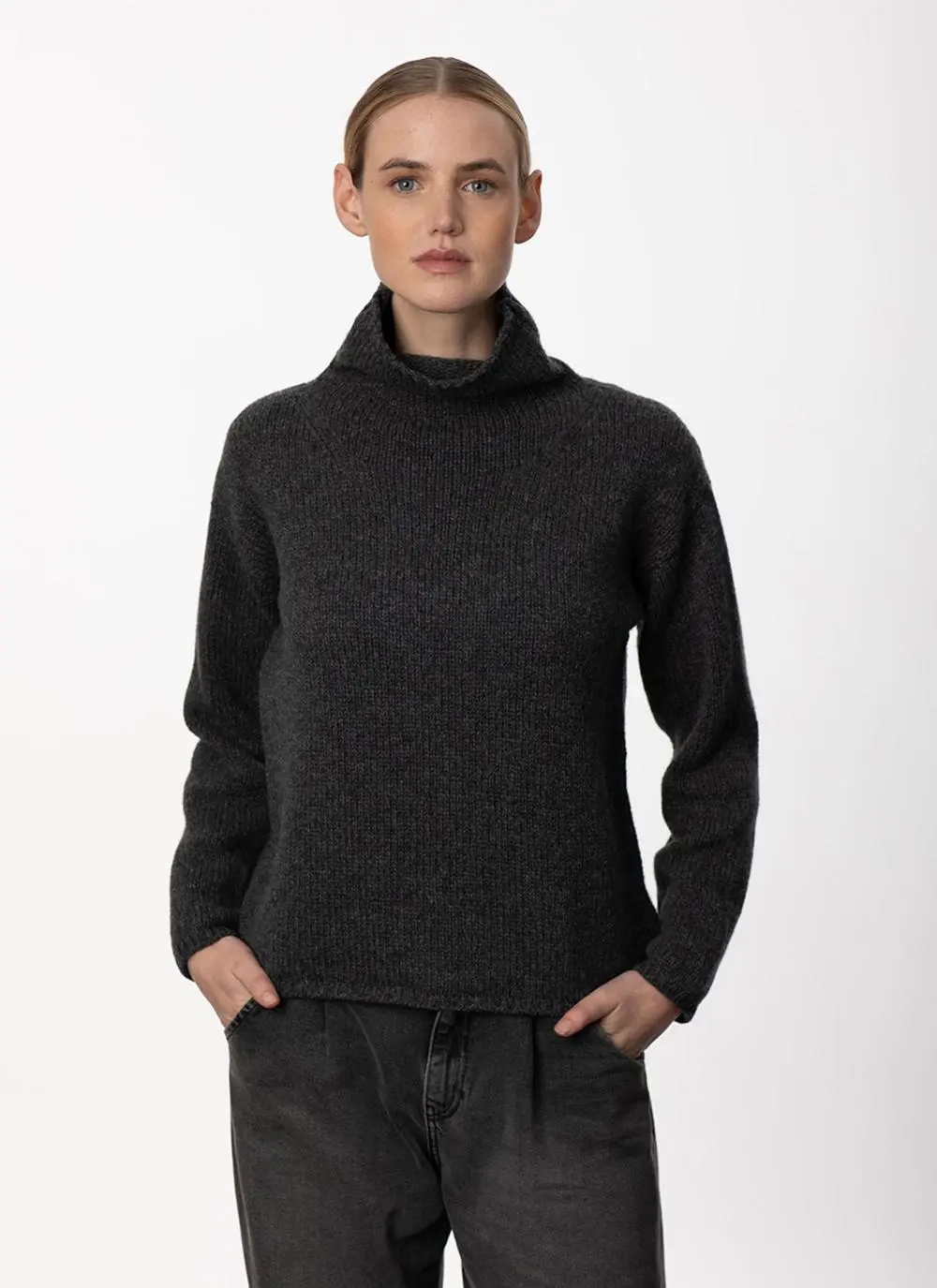 Fisherman Funnel Neck Slouchy Sweater