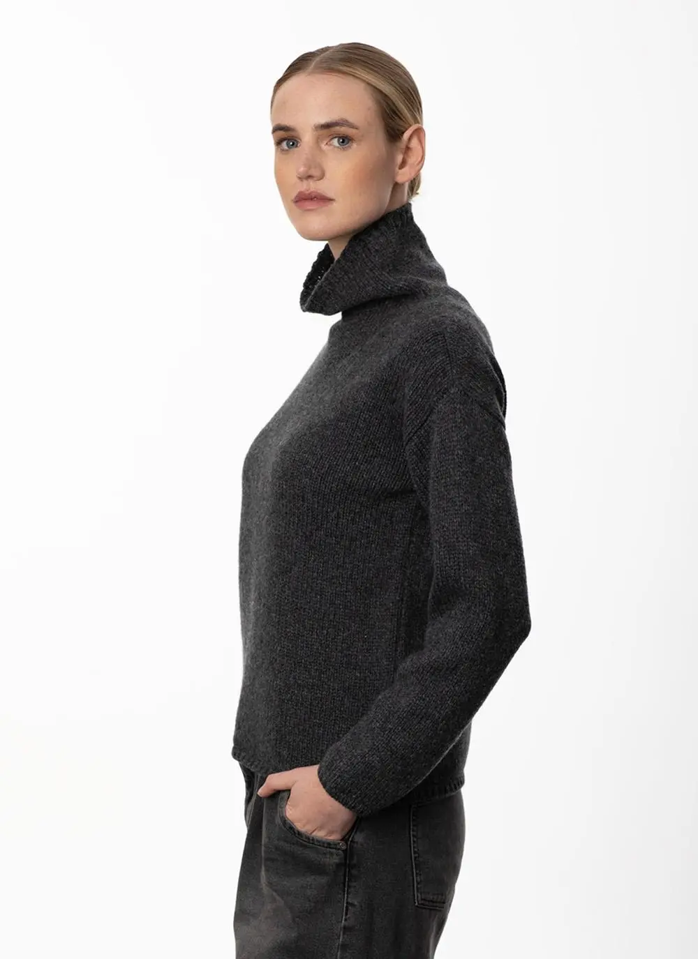 Fisherman Funnel Neck Slouchy Sweater