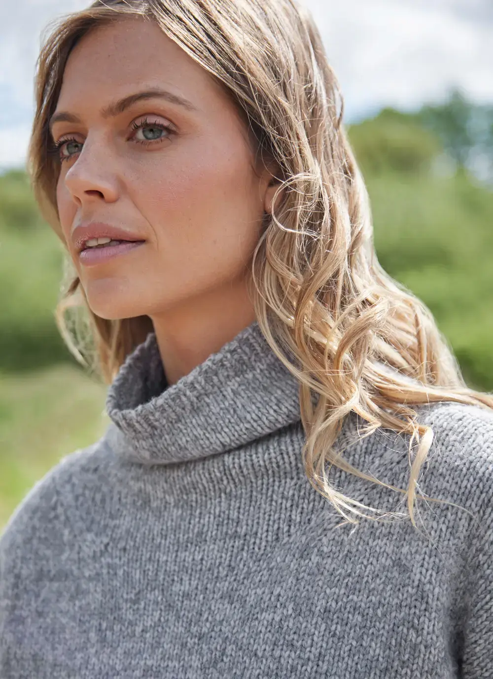 Fisherman Funnel Neck Slouchy Sweater