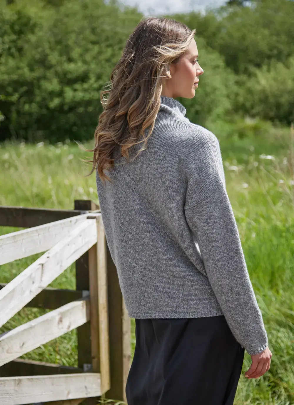 Fisherman Funnel Neck Slouchy Sweater