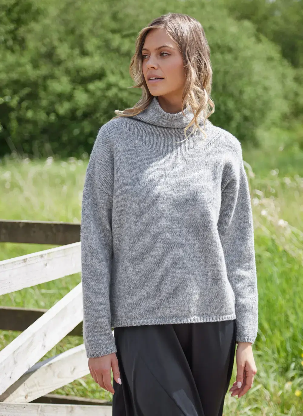 Fisherman Funnel Neck Slouchy Sweater