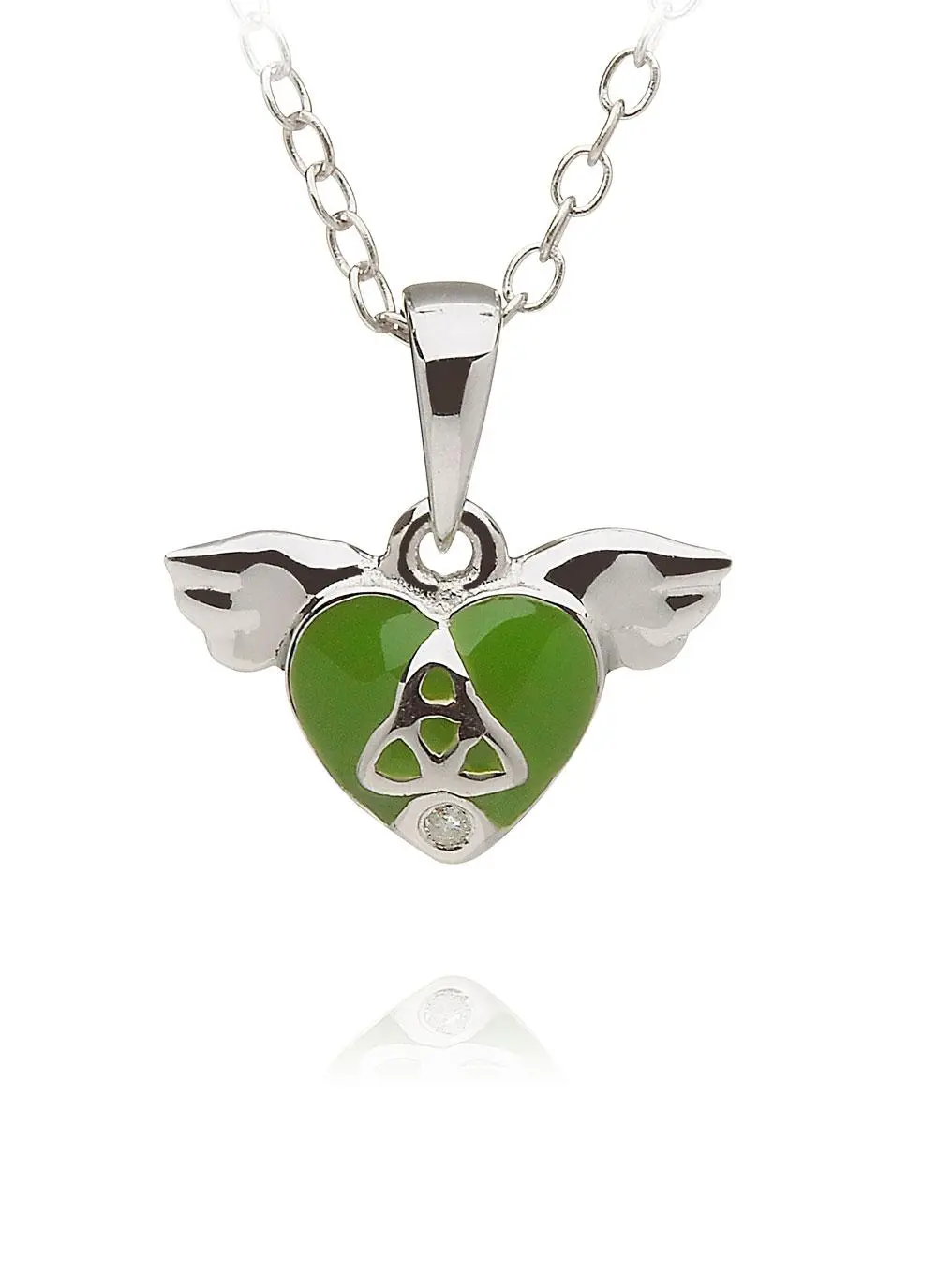 Celtic Princess Angel Wings Pendant Green 