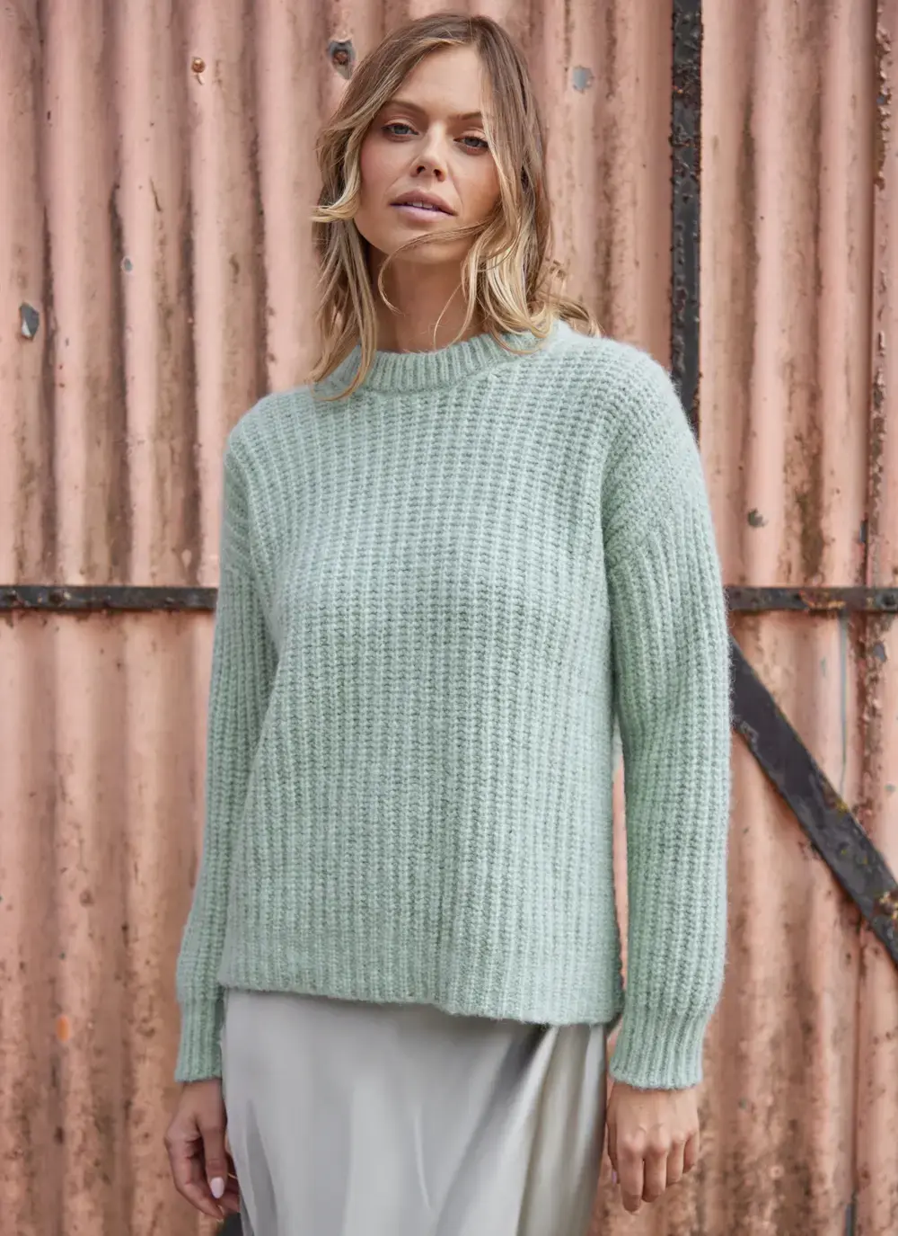 Alpaca Chunky Ribbed Crew Sweater
