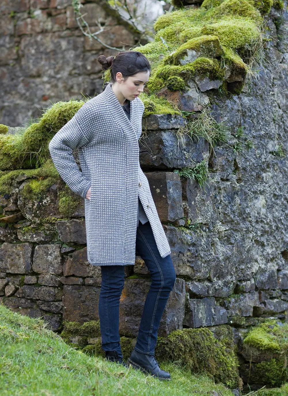 Fisherman Bird's Eye Cashmere Cardigan