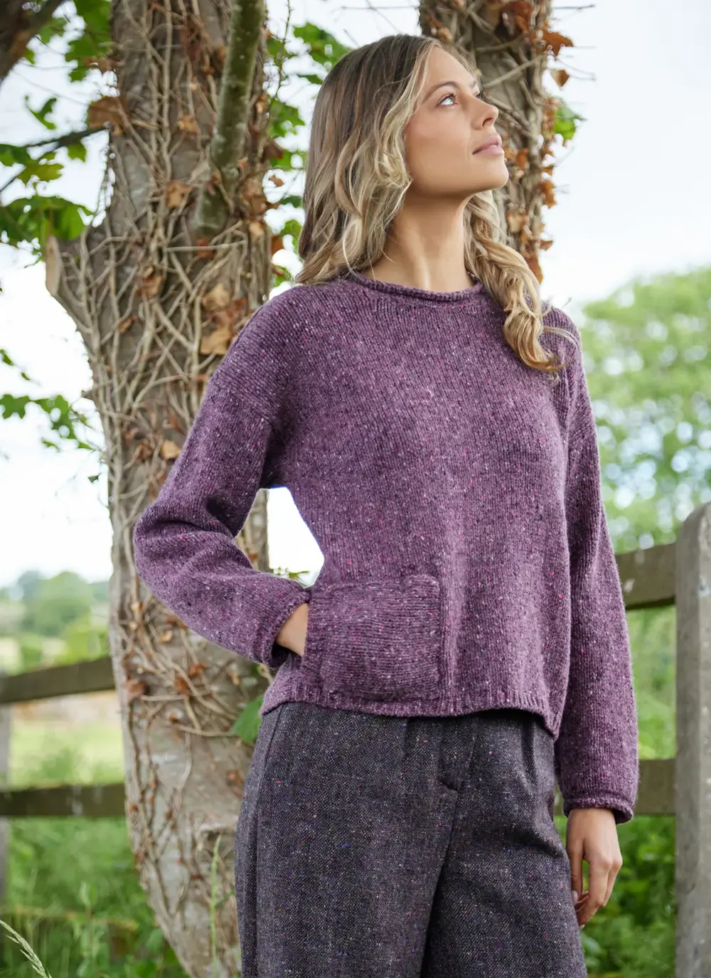 Donegal Fleck Roll Neck Pocket Sweater