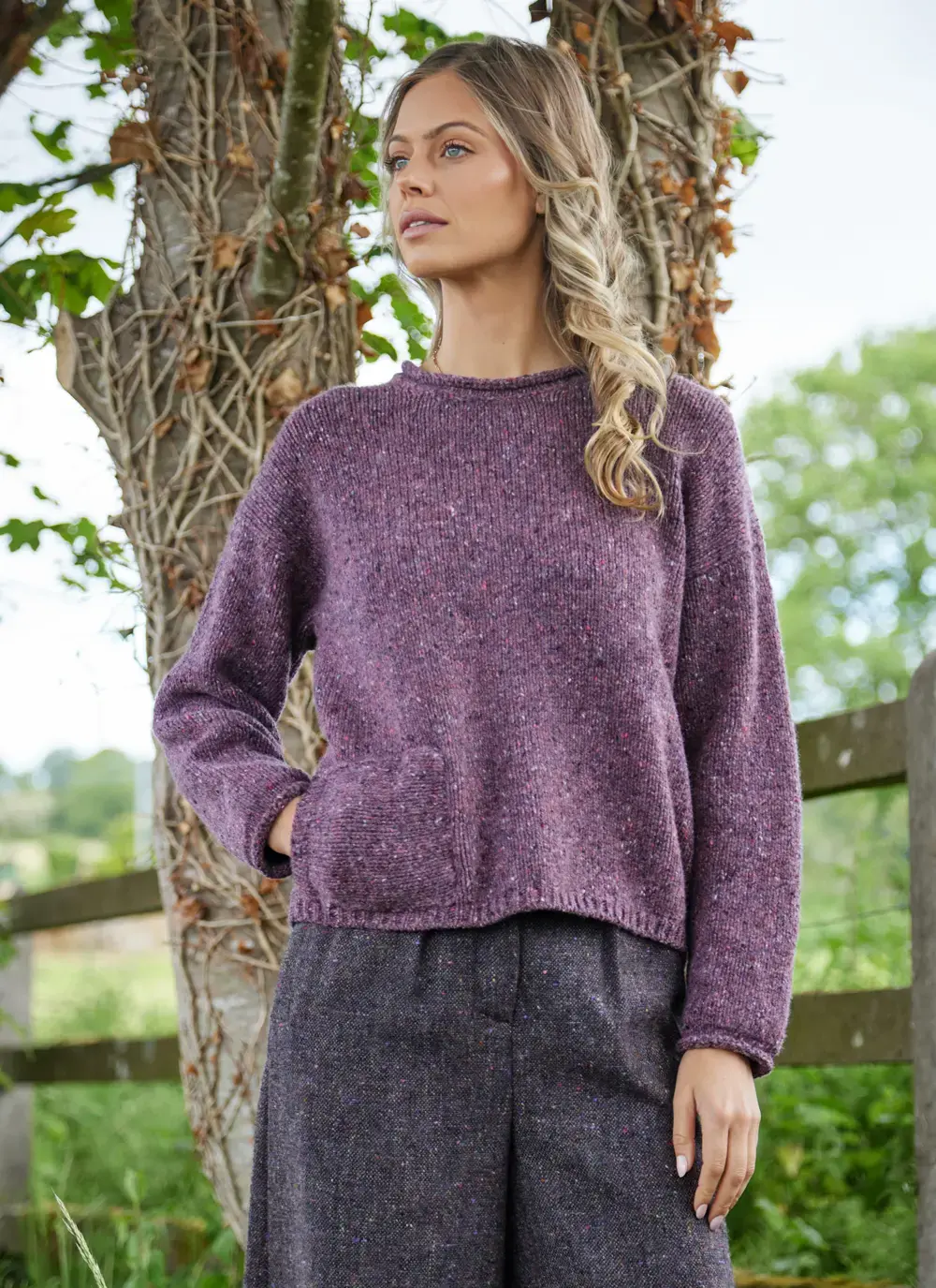 Donegal Fleck Roll Neck Pocket Sweater