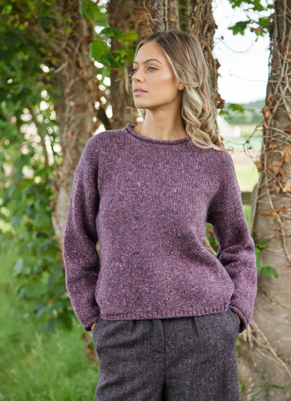 Donegal Fleck Roll Neck Pocket Sweater