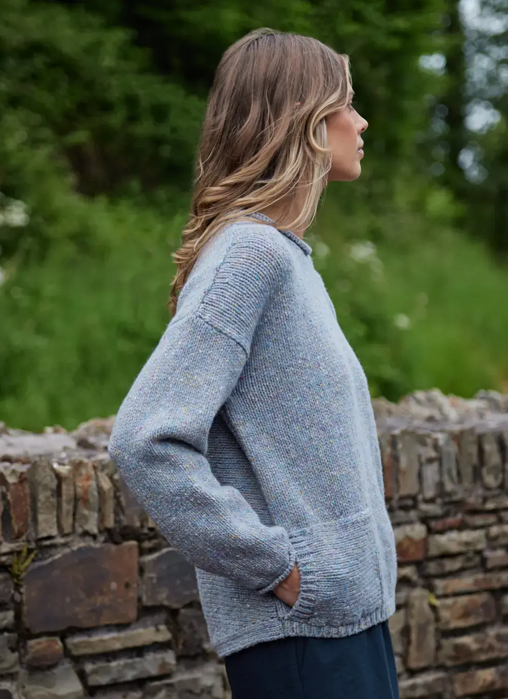Donegal Fleck Roll Neck Pocket Sweater