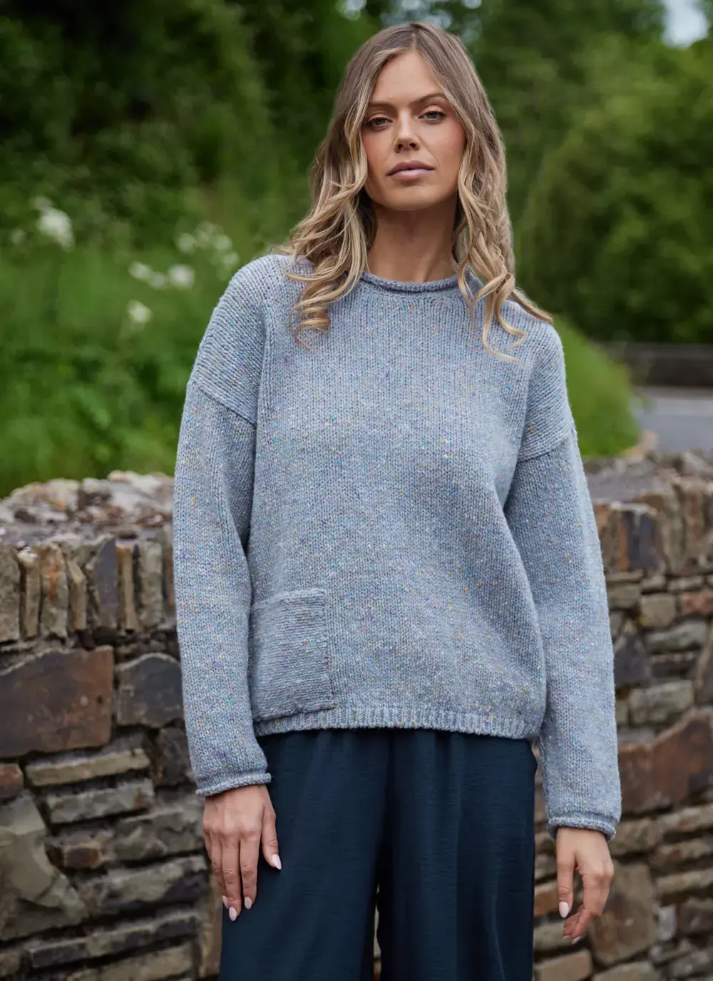 Donegal Fleck Roll Neck Pocket Sweater