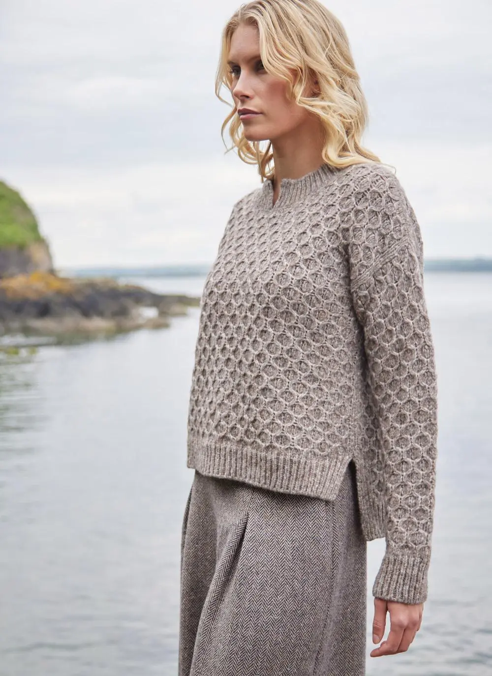 Alpaca Honeycomb Stitch Sweater