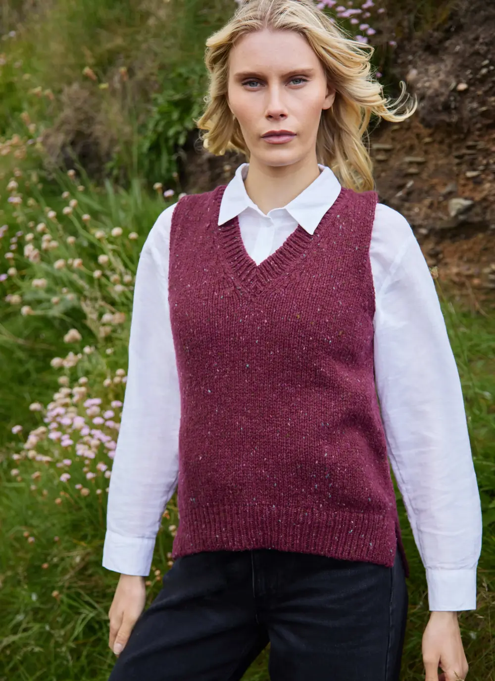Fisherman Donegal Fleck V-Neck Sweater Vest