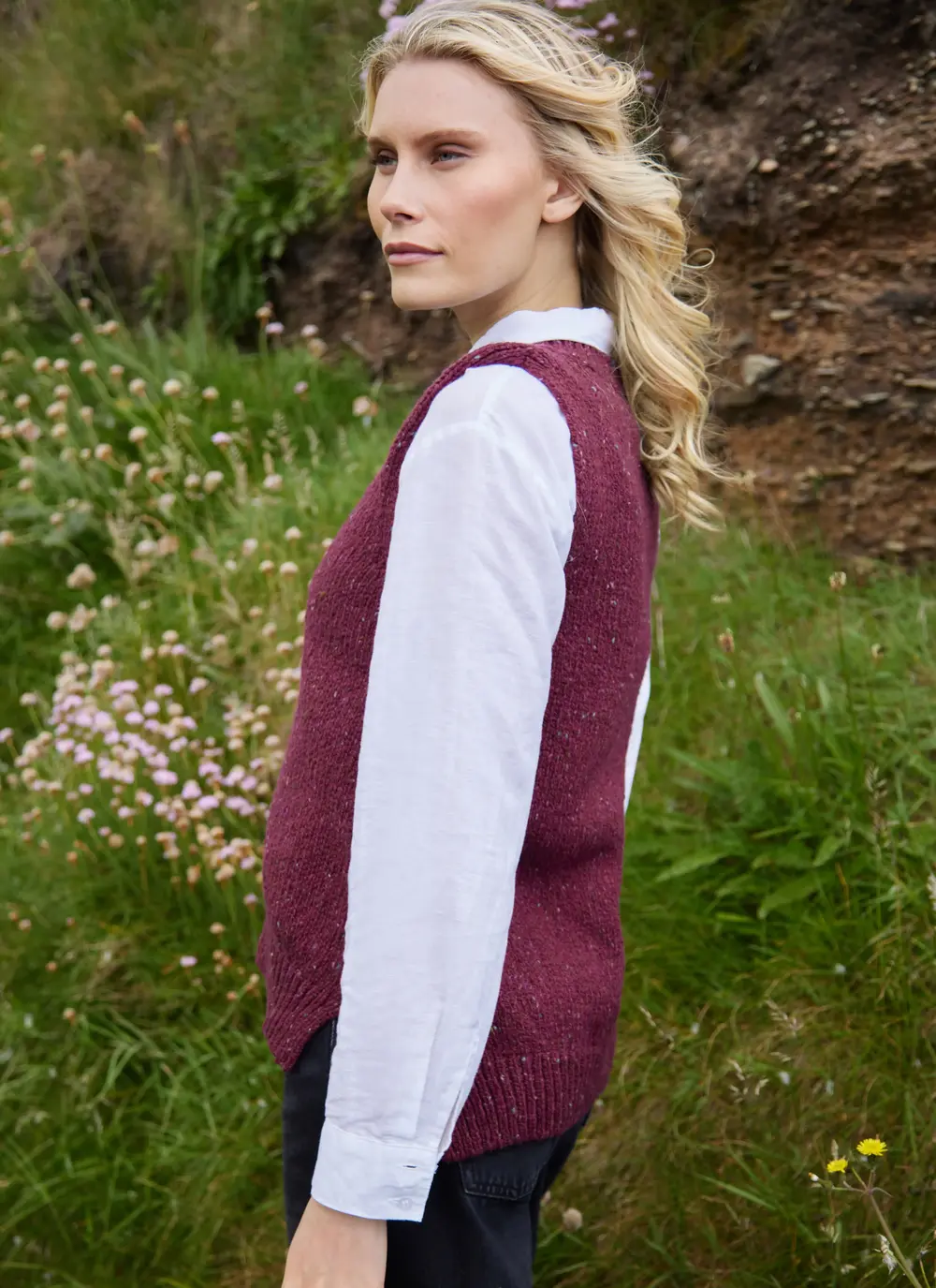 Fisherman Donegal Fleck V-Neck Sweater Vest