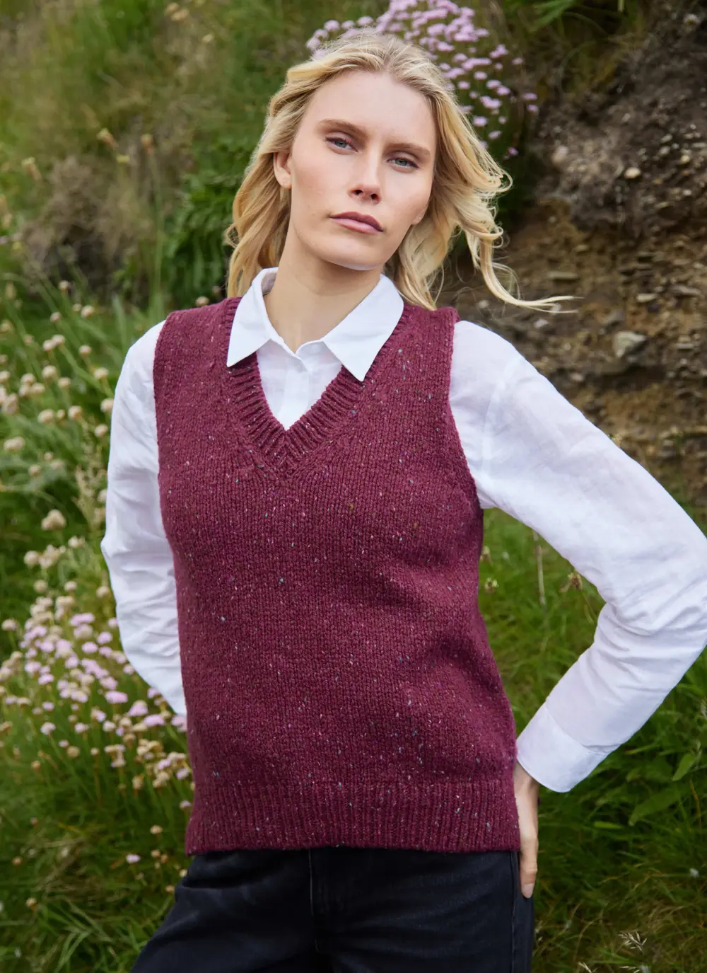 Fisherman Donegal Fleck V-Neck Sweater Vest