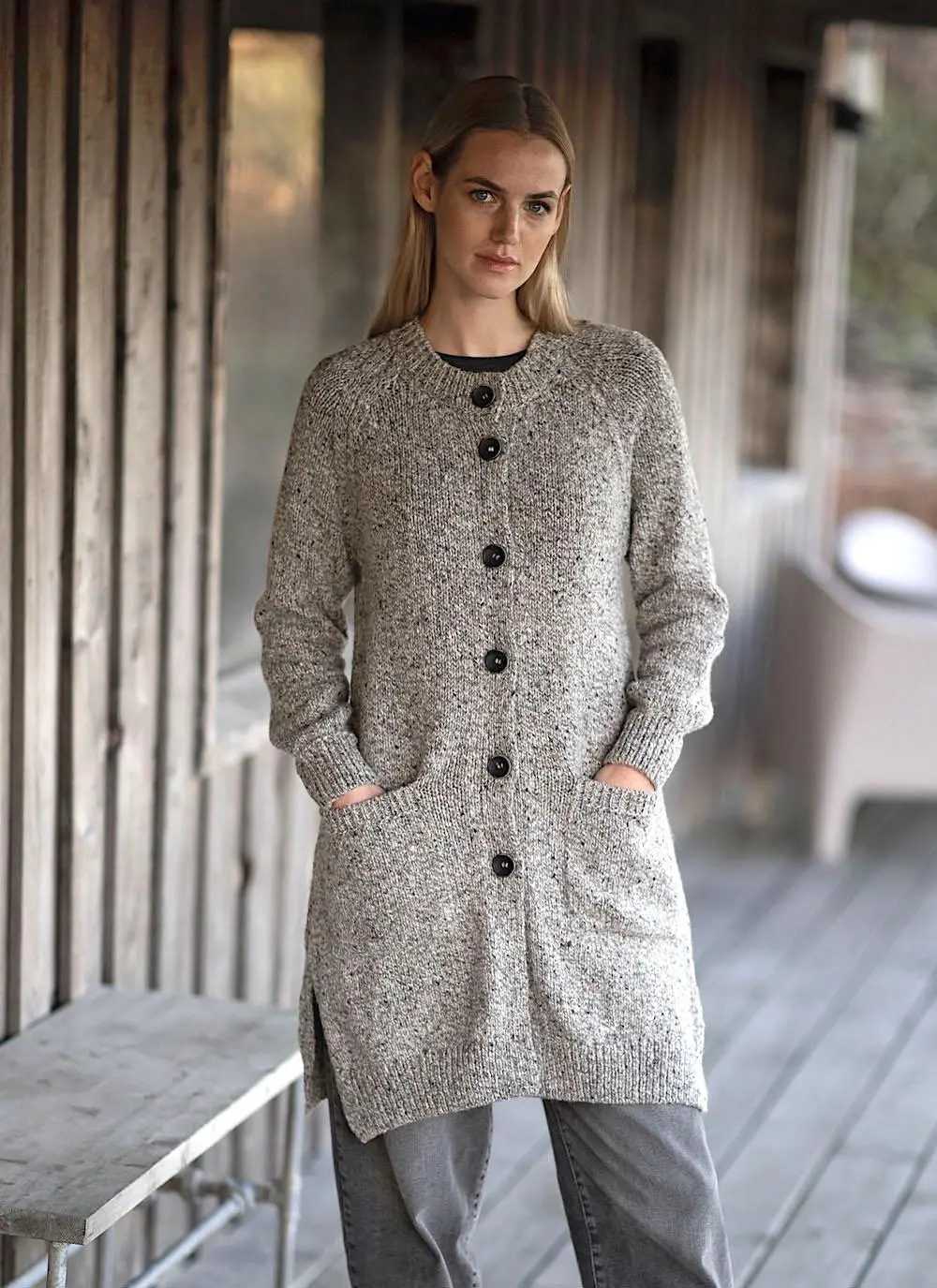Fisherman Donegal Fleck Long Button Cardigan