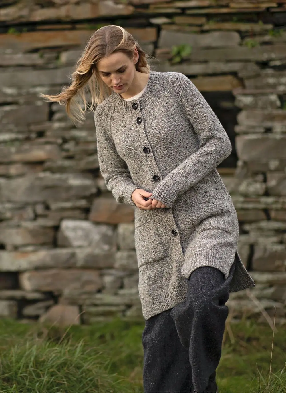 Fisherman Donegal Fleck Long Button Cardigan