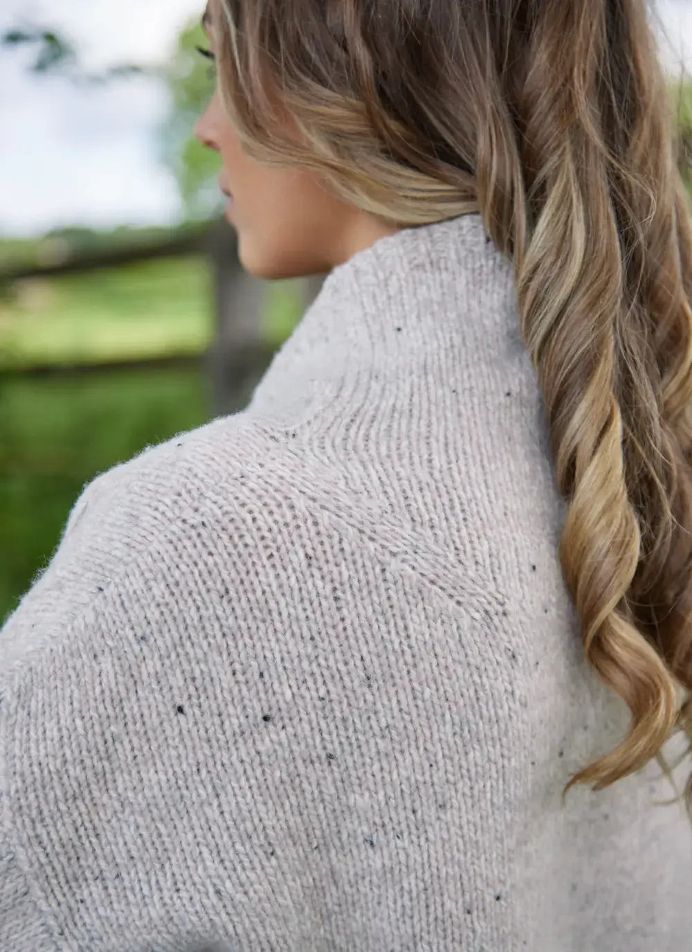 Cashmere Fleck Funnel Neck Sweater