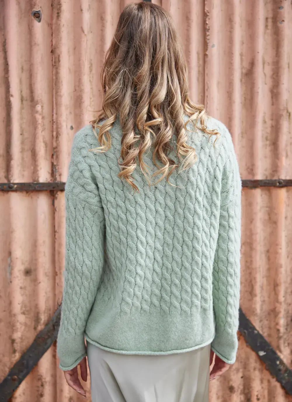 Alpaca Cabled Funnel Neck Sweater 