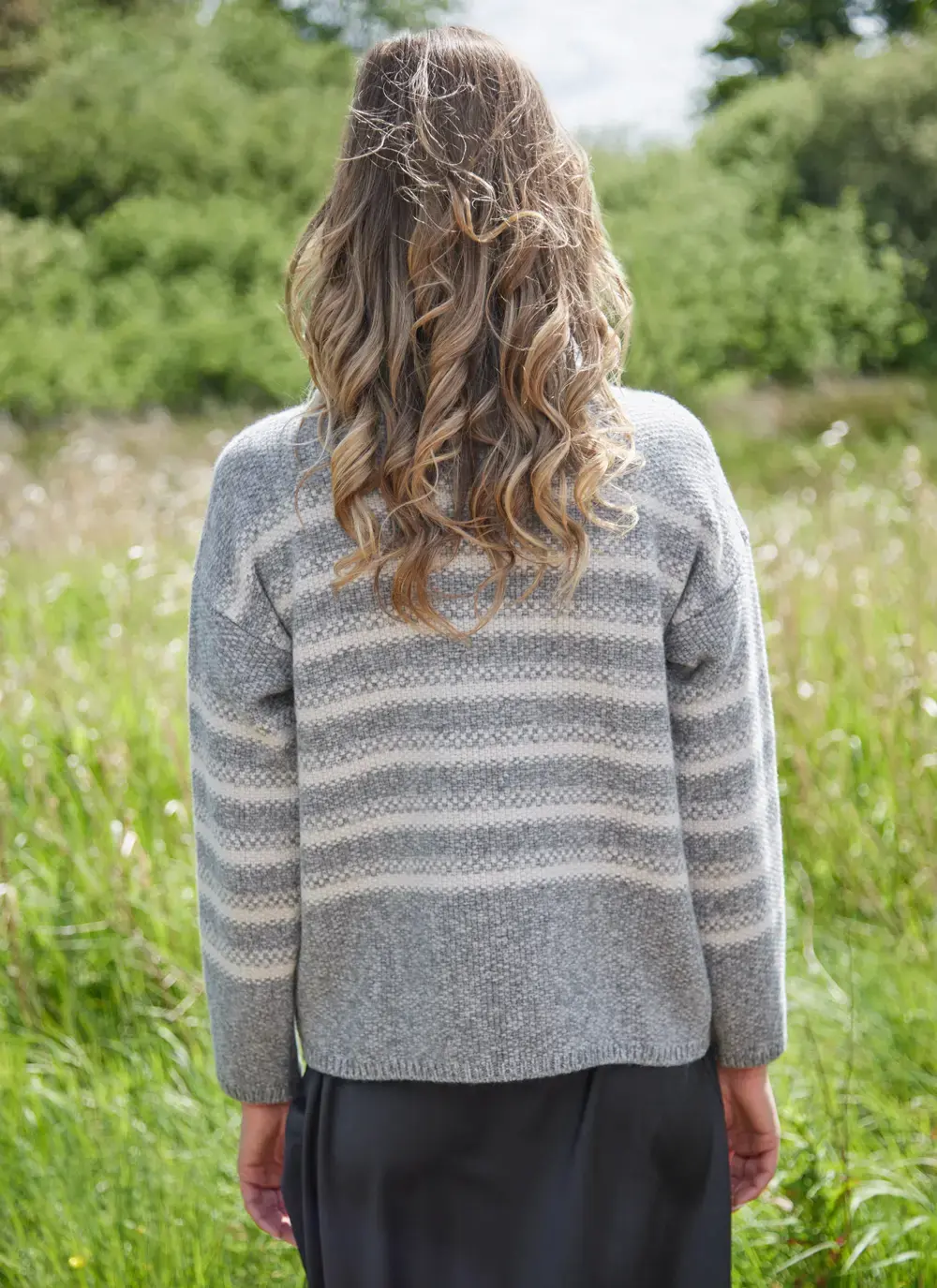 Fisherman Merino Mock Neck Sweater with Stripe