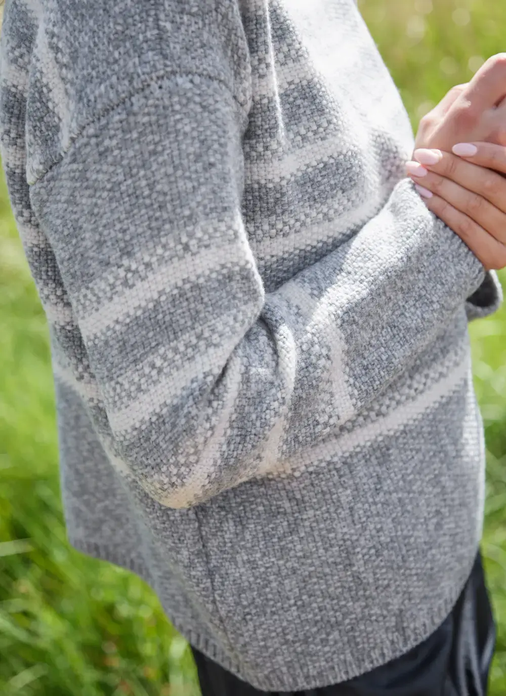 Fisherman Merino Mock Neck Sweater with Stripe