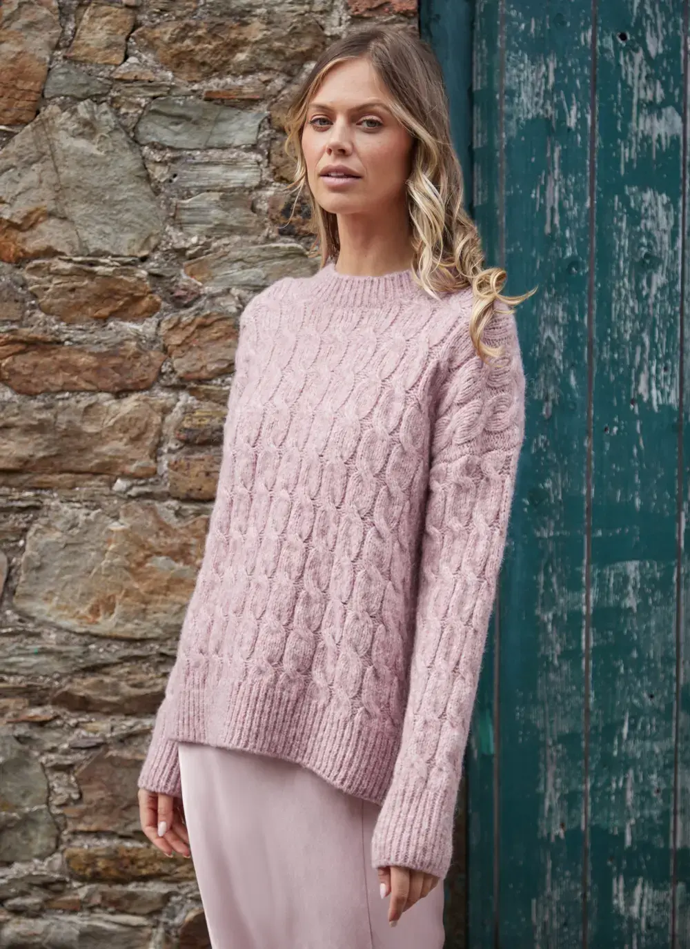 Alpaca Cable Crew Sweater 