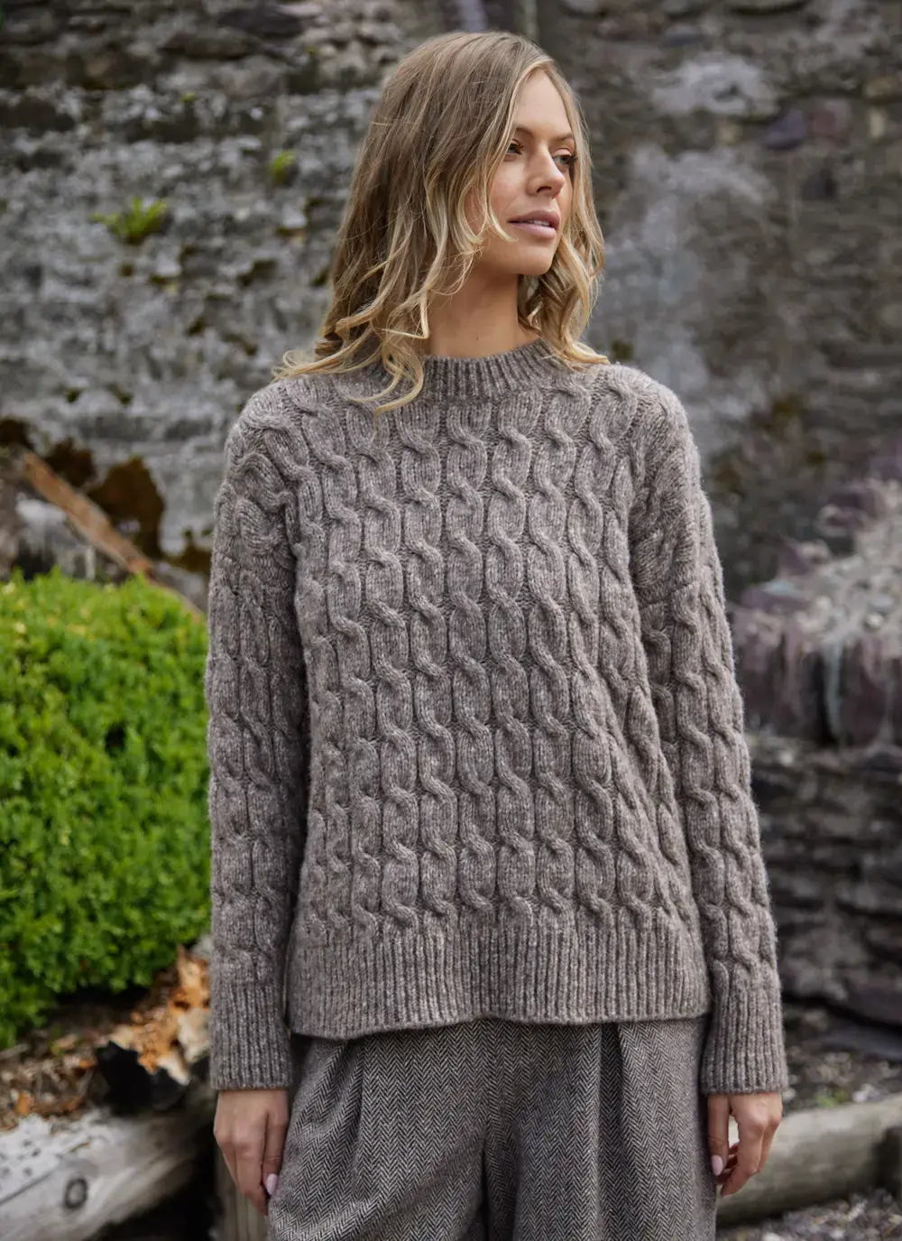 Alpaca Cable Crew Sweater 