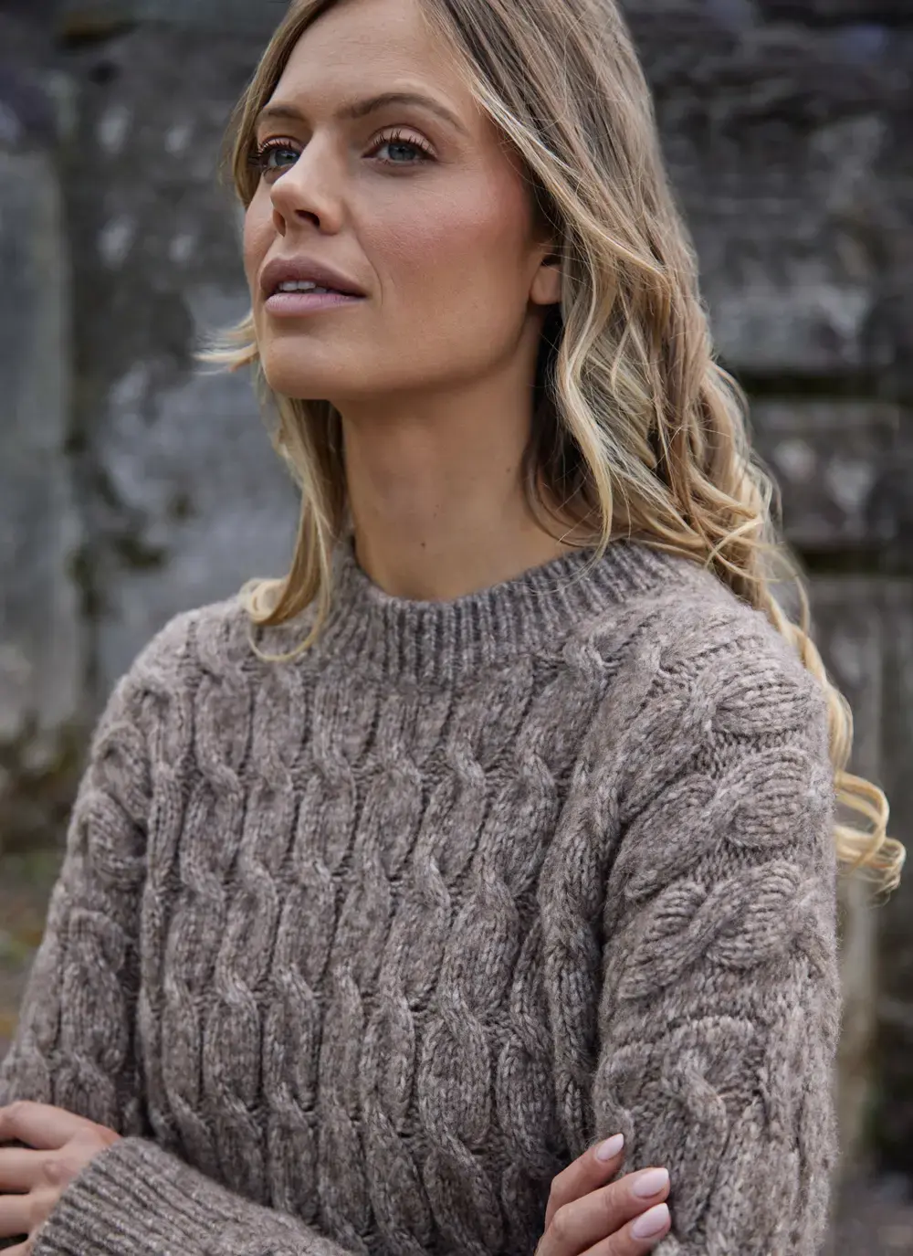 Alpaca Cable Crew Sweater 
