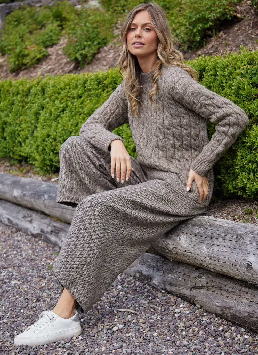 Alpaca Cable Crew Sweater 