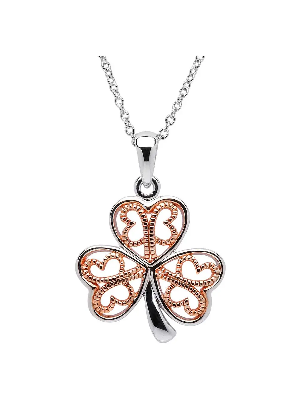Celtic Rose Gold Plated Shamrock Pendant
