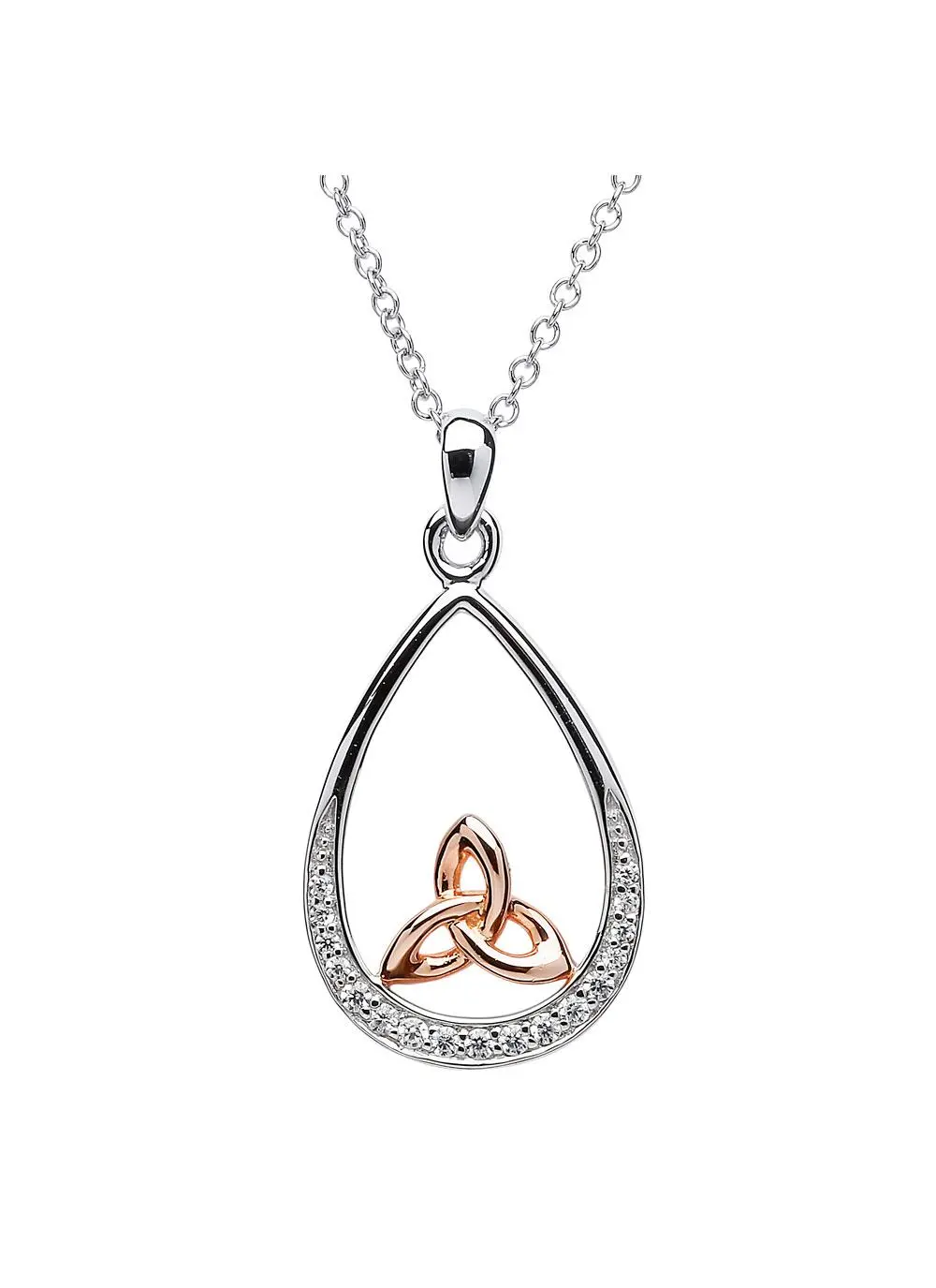 Silver Rose Gold Trinity Knot Celtic Pendant