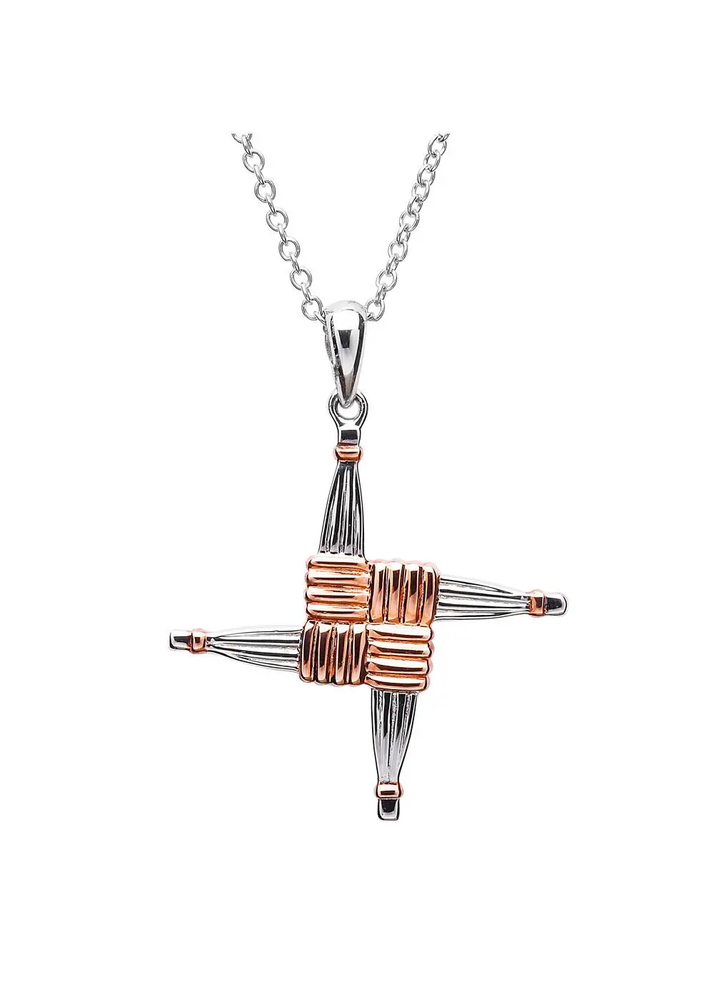 Silver Rose Gold St.Brigid Cross Irish Pendant