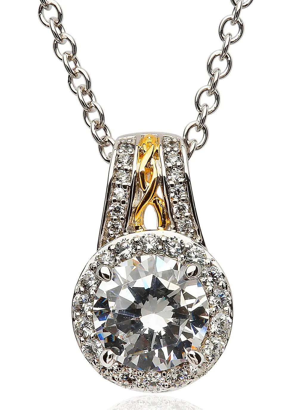 Sterling Silver Round Halo Pendant