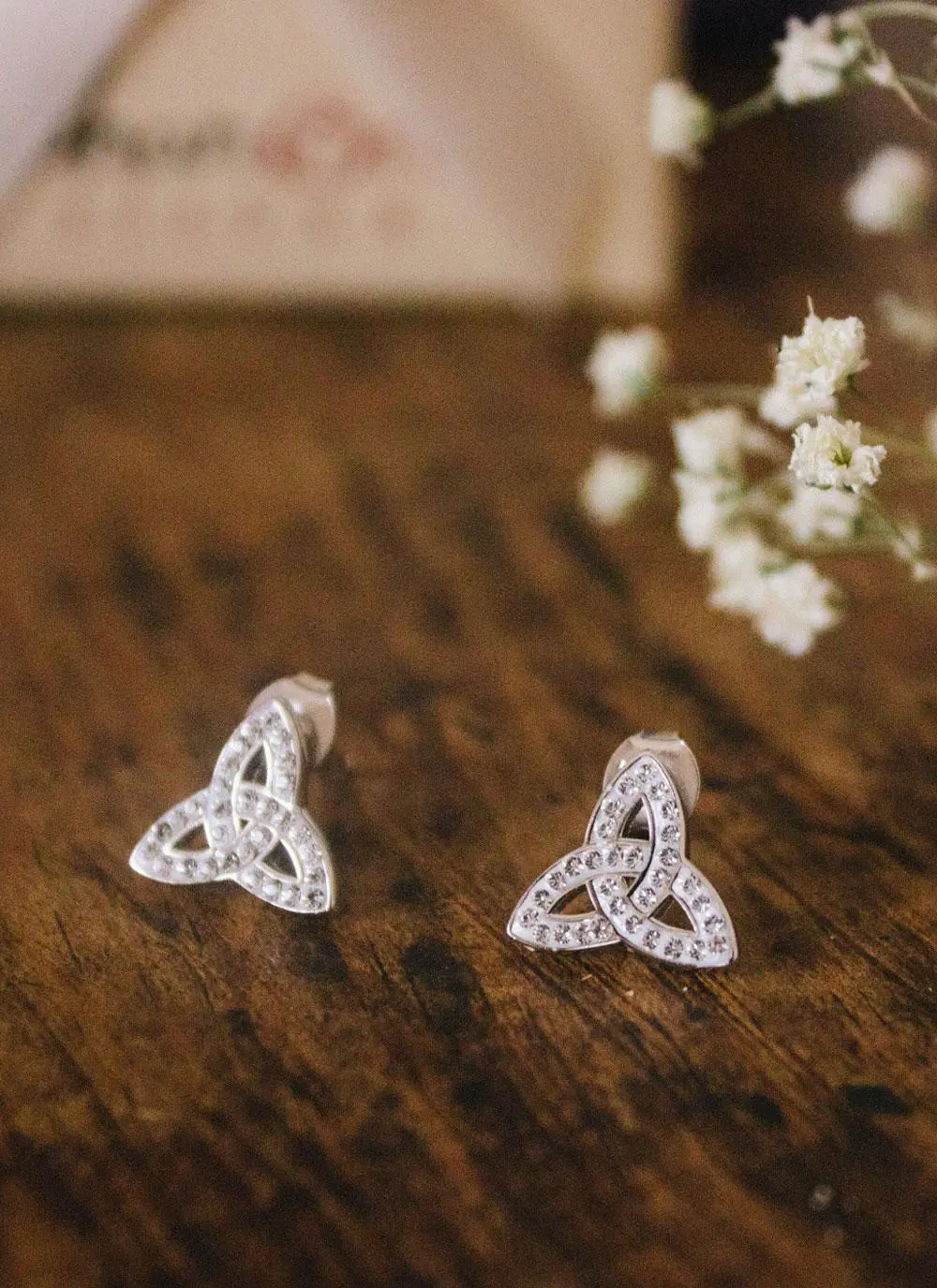 Trinity Knot Stud Earrings Adorned With Swarovski Crystals
