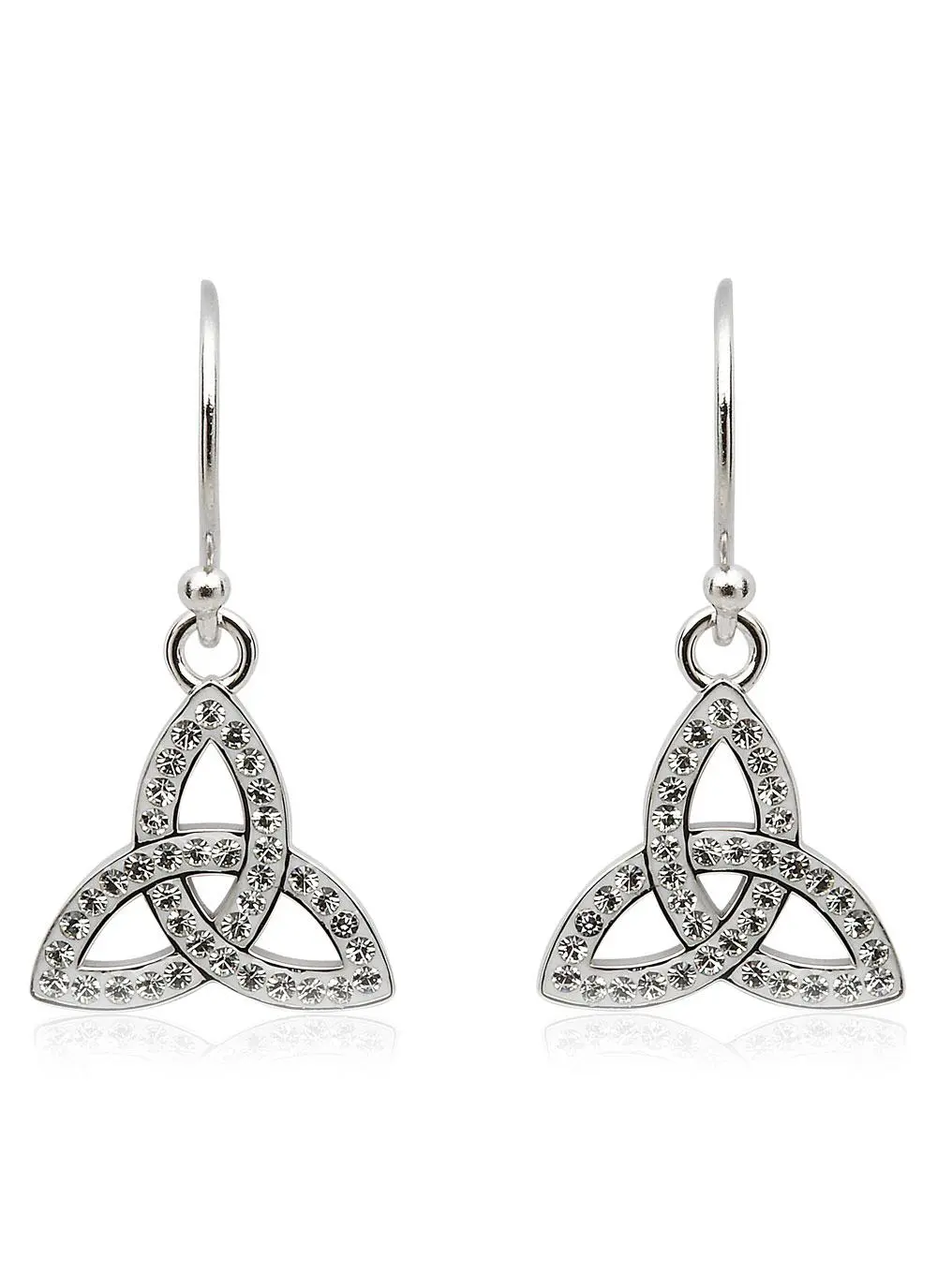 Sterling Silver Trinity Knot Drop Earrings Embellished With Swarovski Crystals