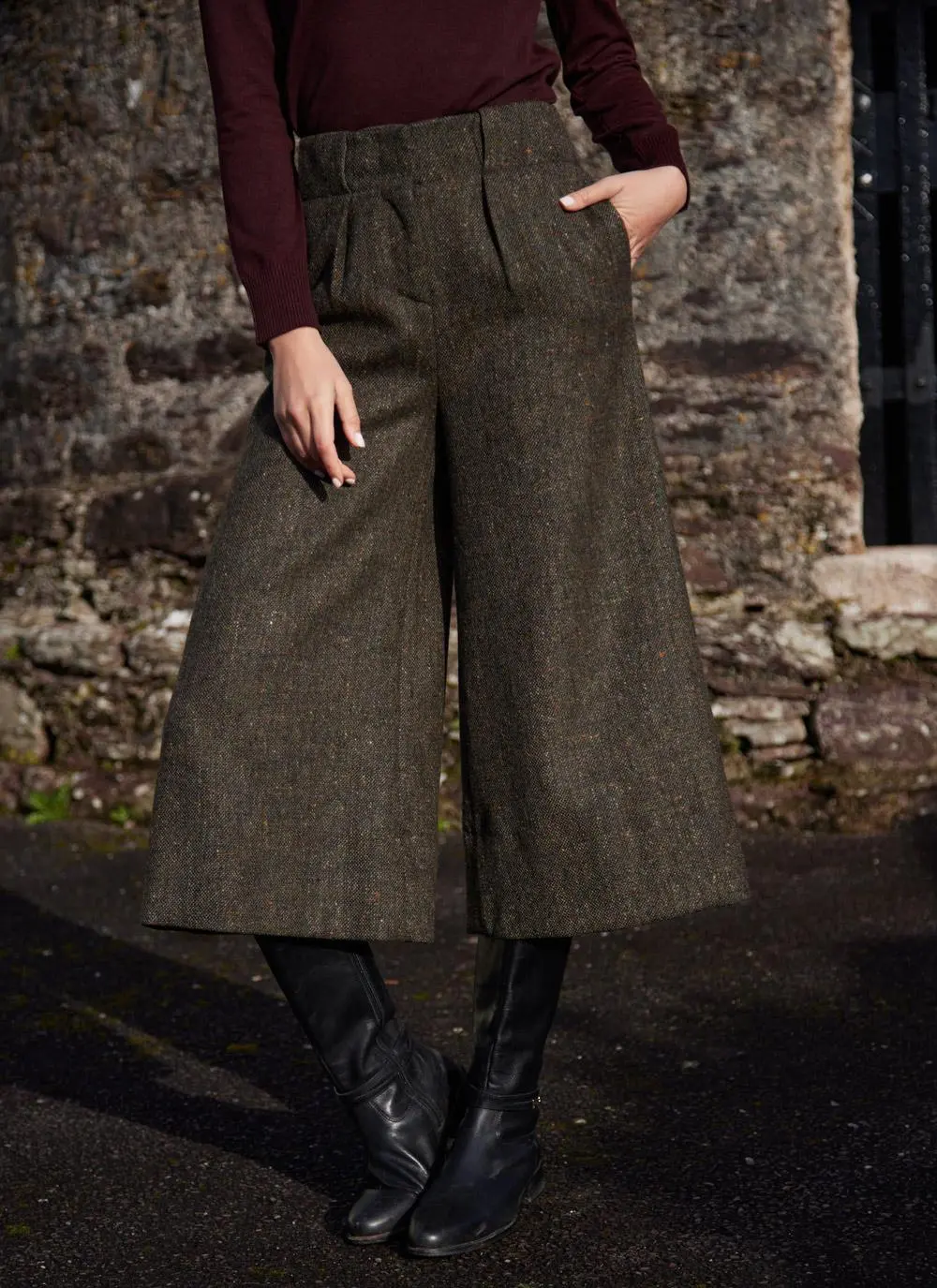 Irish Tweed Salt + Pepper Culottes