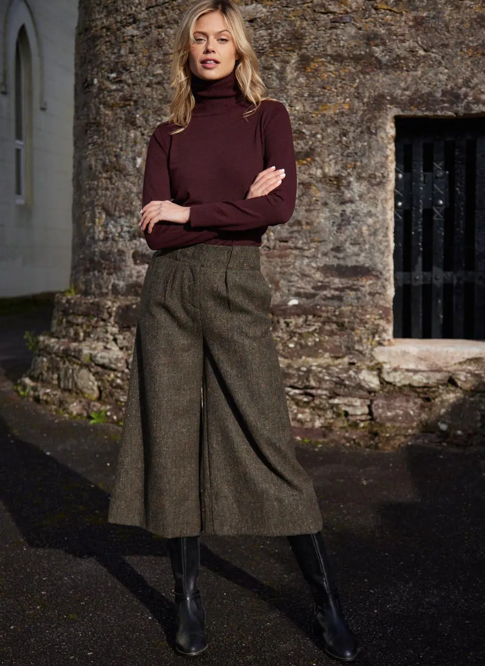Irish Tweed Salt + Pepper Culottes