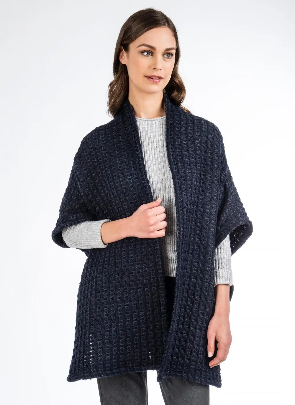 Sandra Navy Honeycomb Cape