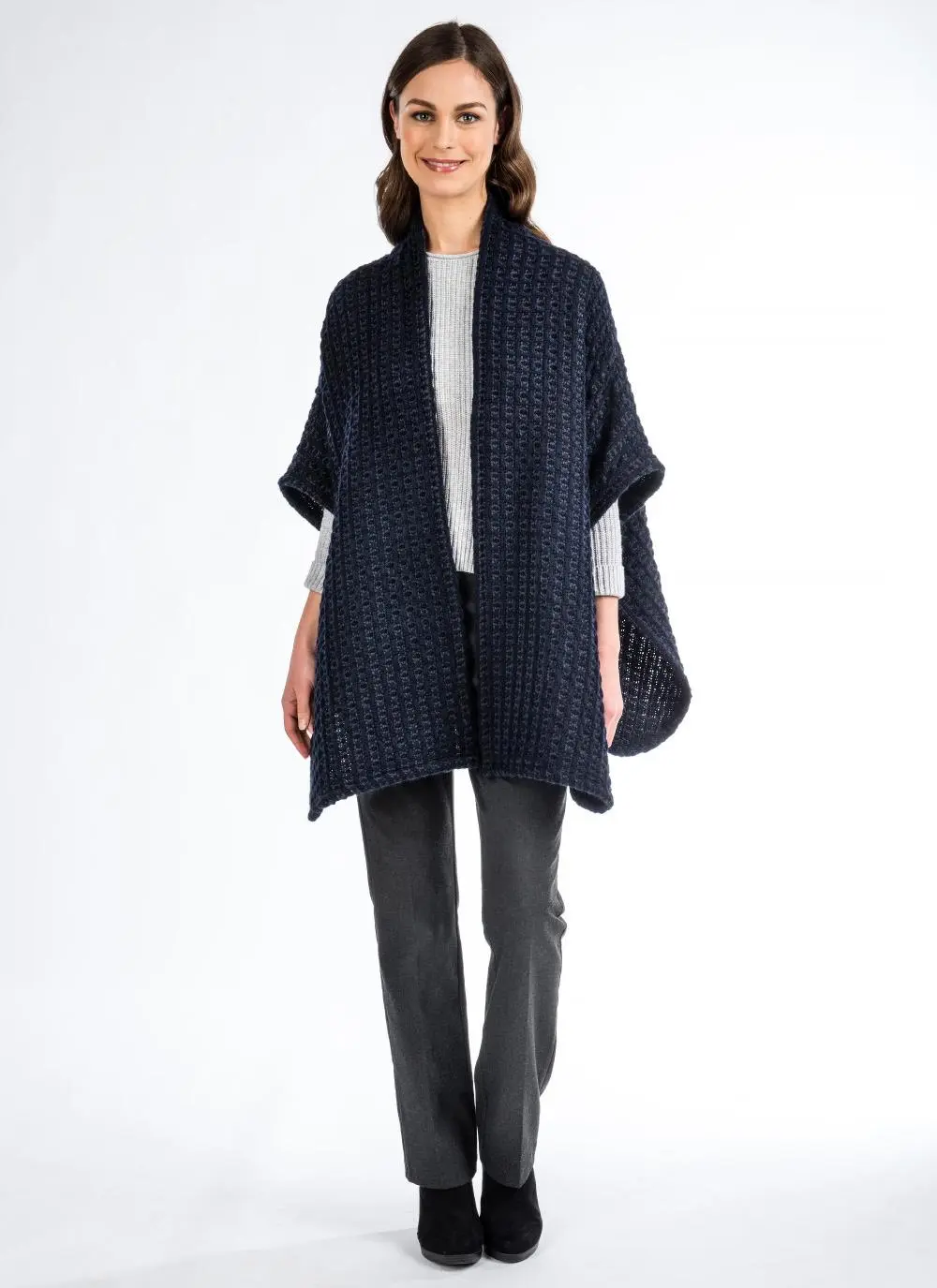 Sandra Navy Honeycomb Cape