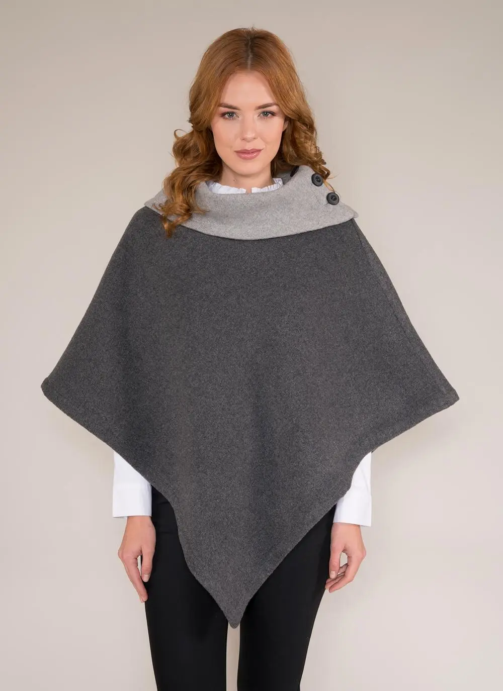 Sara Wool Asymmetric Poncho
